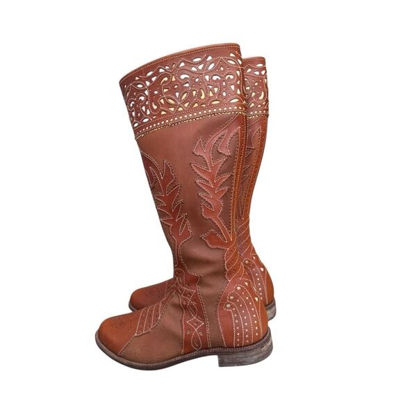 Artisan Tooled Leather Tall Western Riding Boots 9.5 - Picture 5 of 9